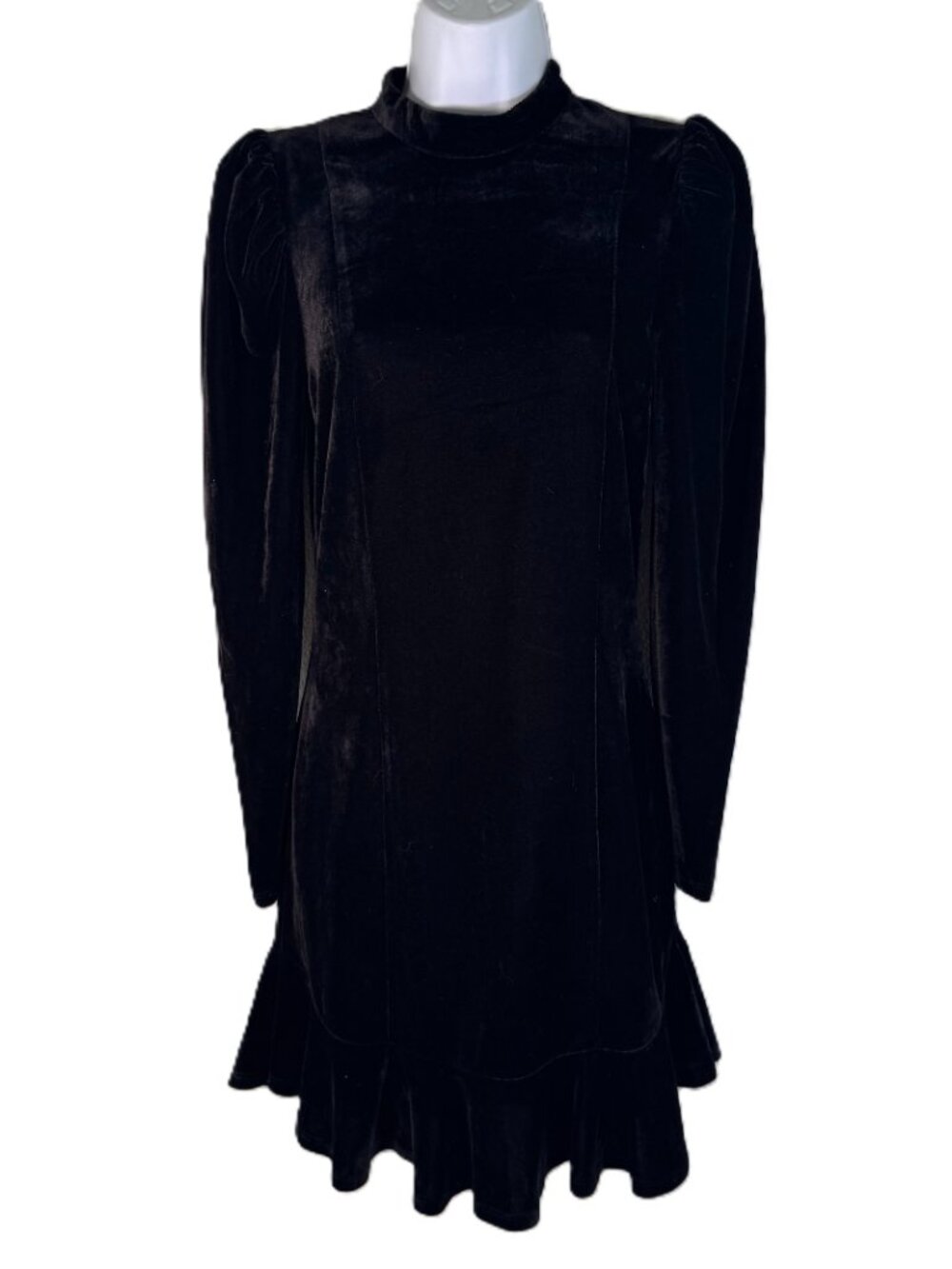 Pink Lily Black Velvet Bodycon Mini Dress Long Sleeve Mock Neck Goth Punk Small - Picture 2 of 13